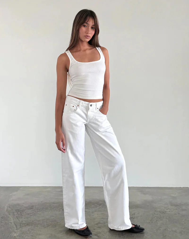 Low Rise Parallel Jeans in True White - Image 4