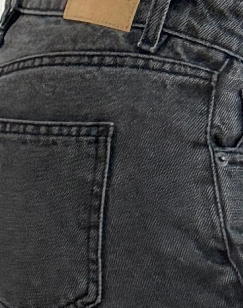 Low Rise Parallel Jeans aus gewaschenem Schwarz Grau - Image 6