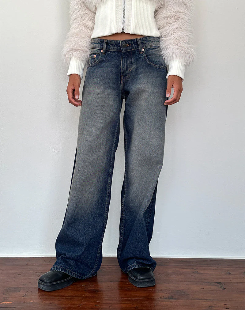 Geräumige extra weite Low Rise Jeans in Amber Wash