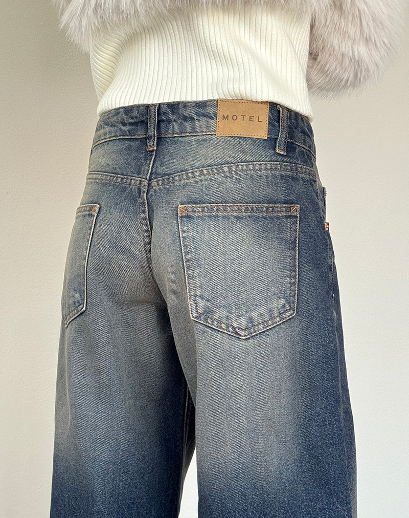 Geräumige extra weite Low Rise Jeans in Amber Wash - Image 5