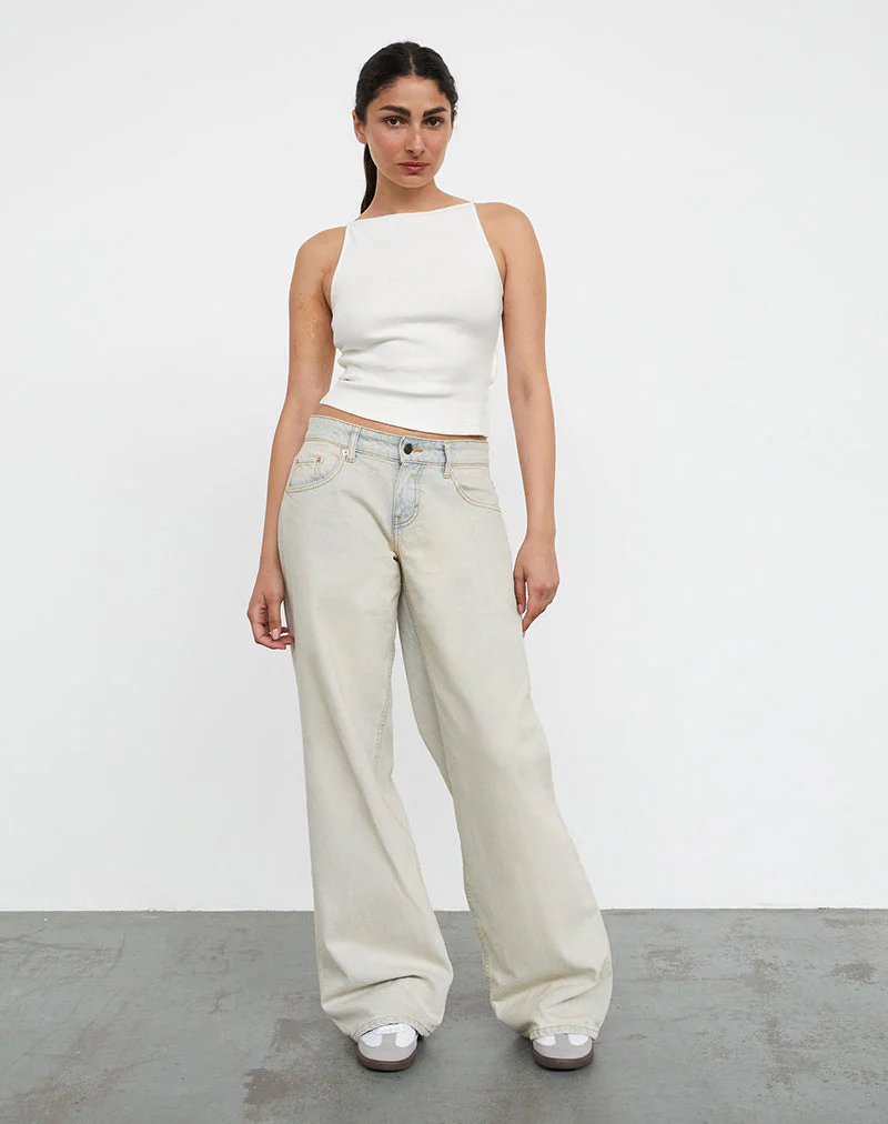 Geräumige extra weite Low Rise Jeans in arktischem Blau