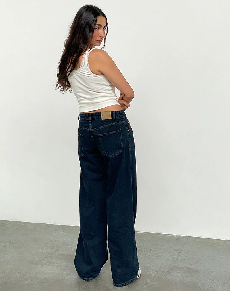 Niedrig geschnittene, geräumige Jeans in Blue Ink - Image 5