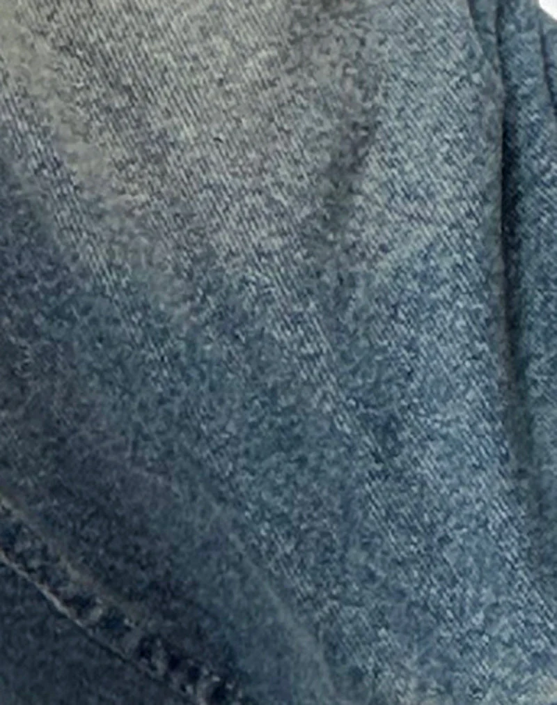 Geräumige extra weite Low Rise Jeans in Braun Blau Acid - Image 8