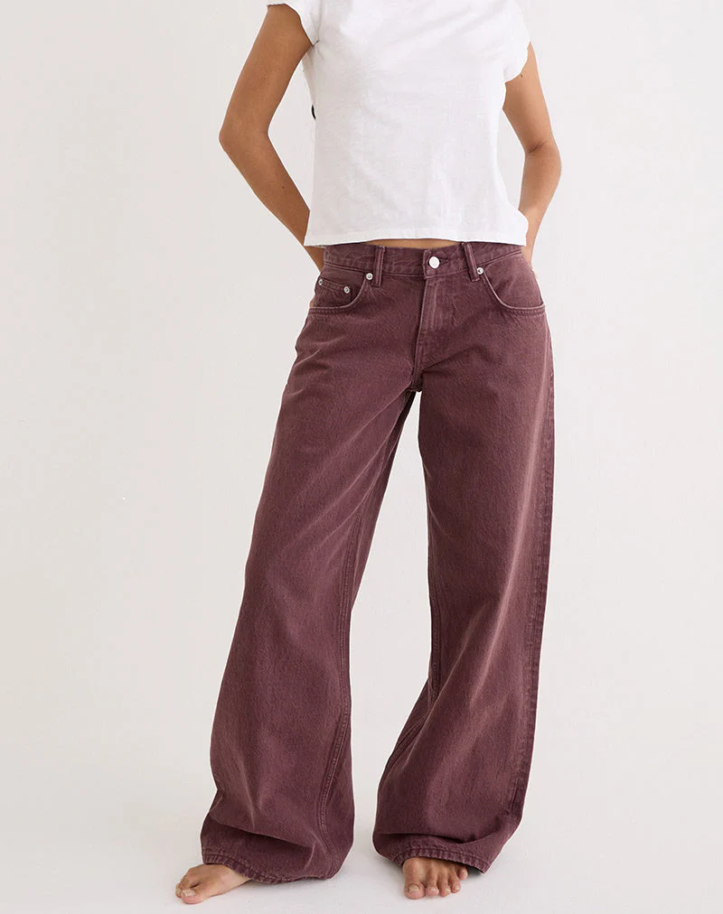 Low Rise Roomy Jeans in Burgunderrot - Image 4