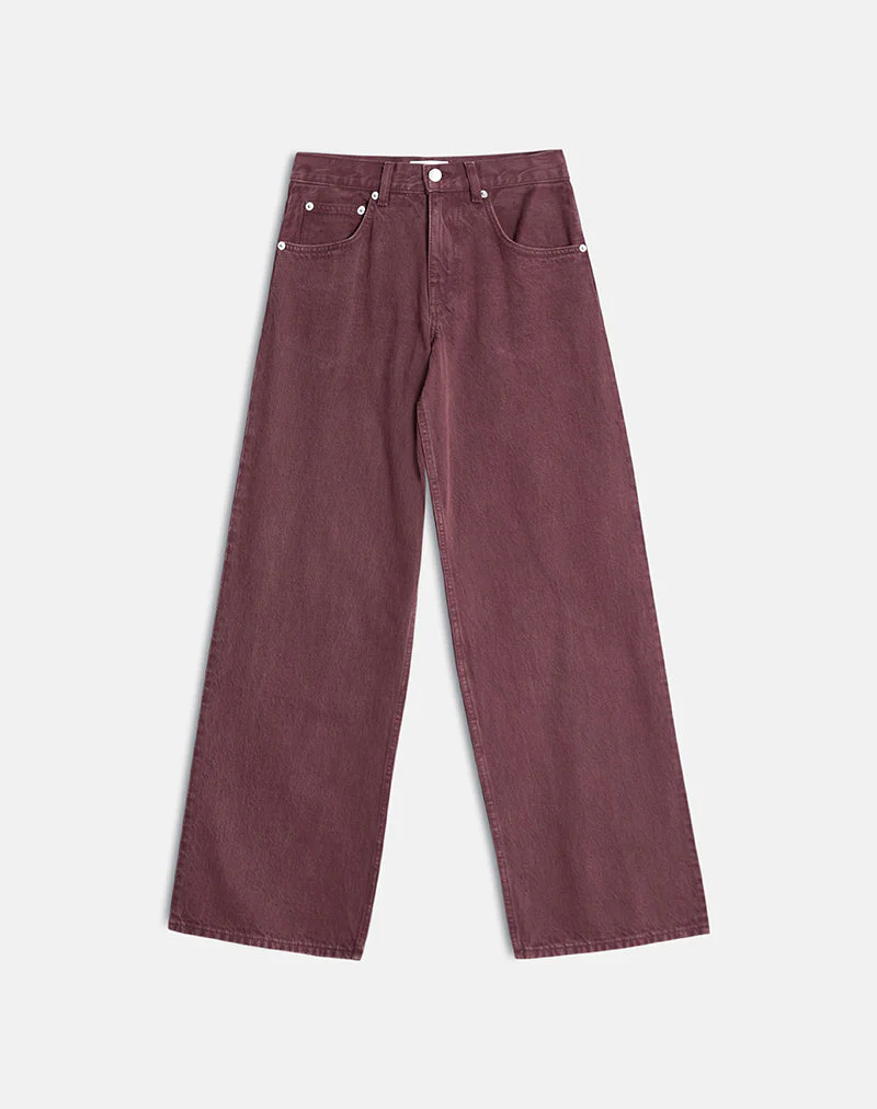 Low Rise Roomy Jeans in Burgunderrot - Image 5