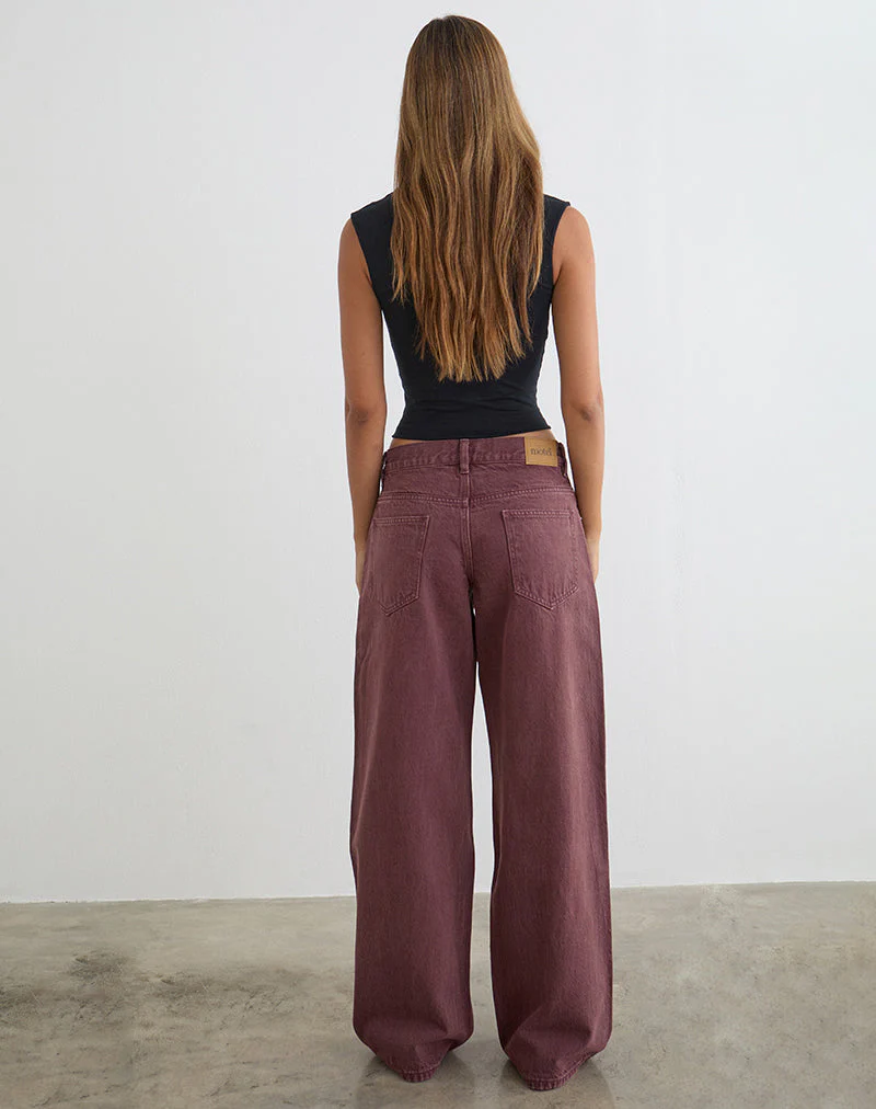 Low Rise Roomy Jeans in Burgunderrot - Image 6