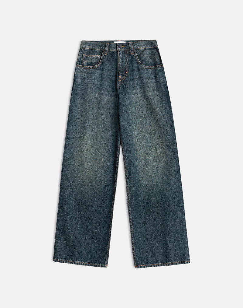 Low Rise Roomy Jeans in Dirty Green - Image 3