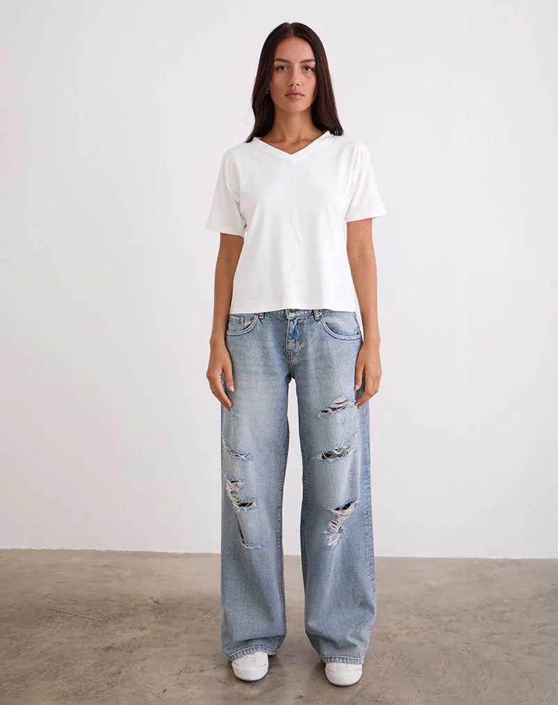 Geräumige Low Rise Jeans in Extreme Rip Vintage Blue - Image 6