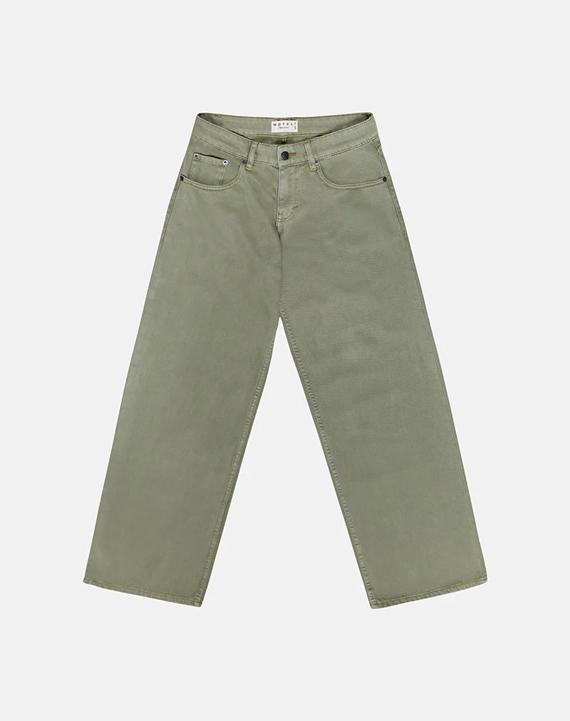Niedrig geschnittene, geräumige Jeans in Ferngrün - Image 7