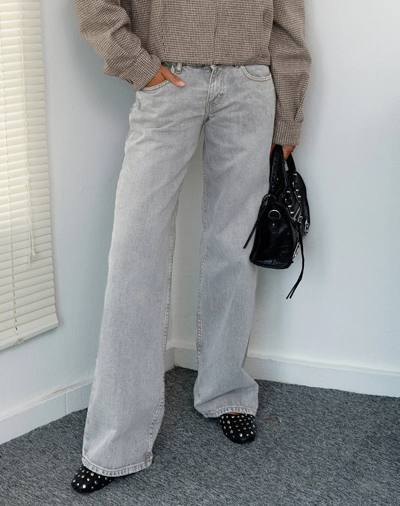Geräumige extra weite Low Rise Jeans in grauer Waschung - Image 2