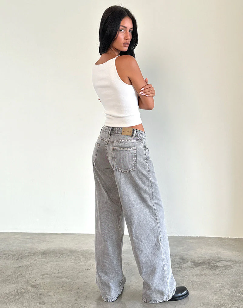 Geräumige extra weite Low Rise Jeans in grauer Waschung - Image 6