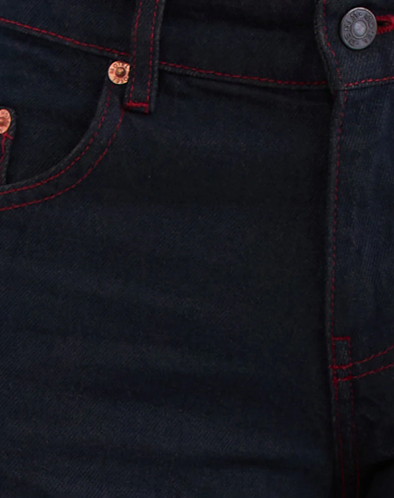 Geräumige Low Rise Jeans in Indigo mit roten Nähten - Image 8