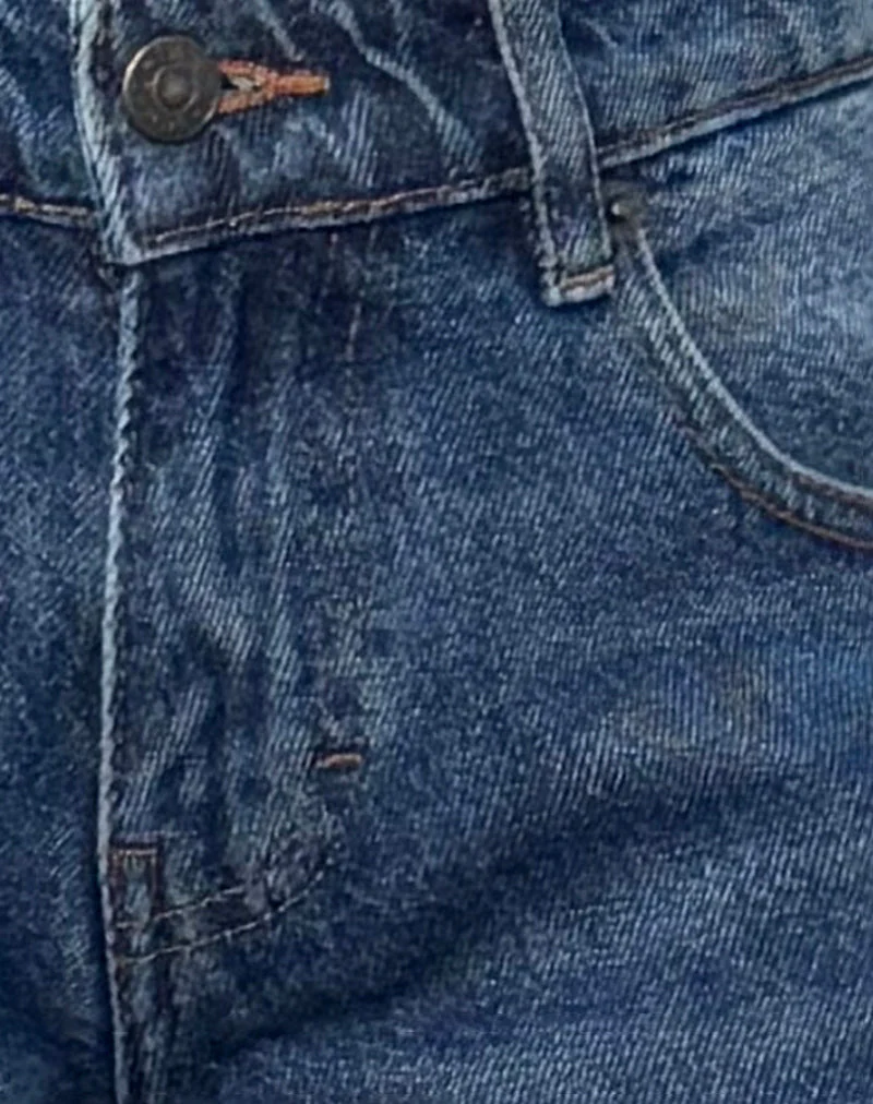 Geräumige extra weite Low Rise Jeans in College Blau - Image 6