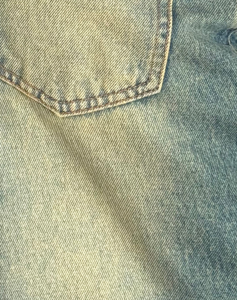 Geräumige extra weite Low Rise Jeans in Mid Used Grün - Image 6