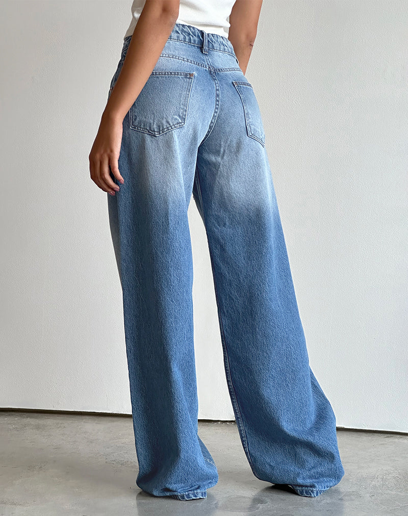 Geräumige extra weite Low Rise Jeans in marineblauer Waschung - Image 3