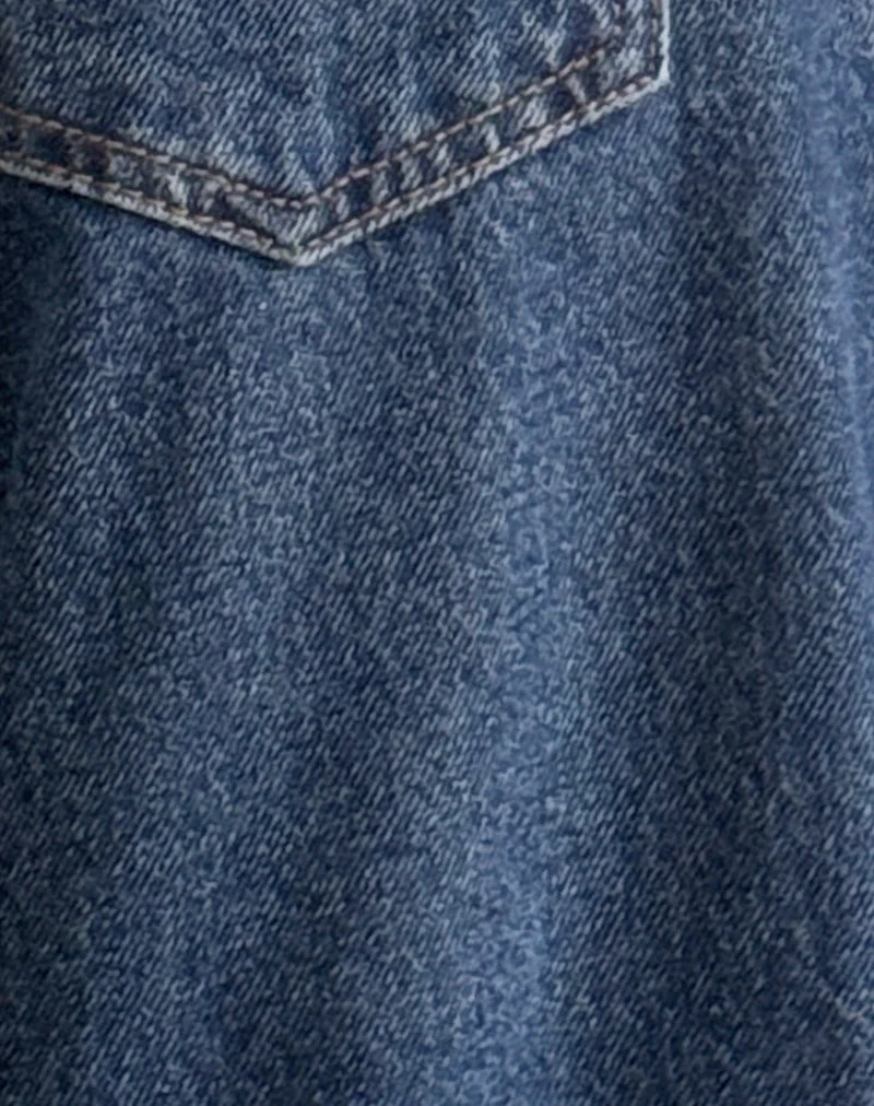 Geräumige extra weite Low Rise Jeans in Mid Indigo Blau - Image 6