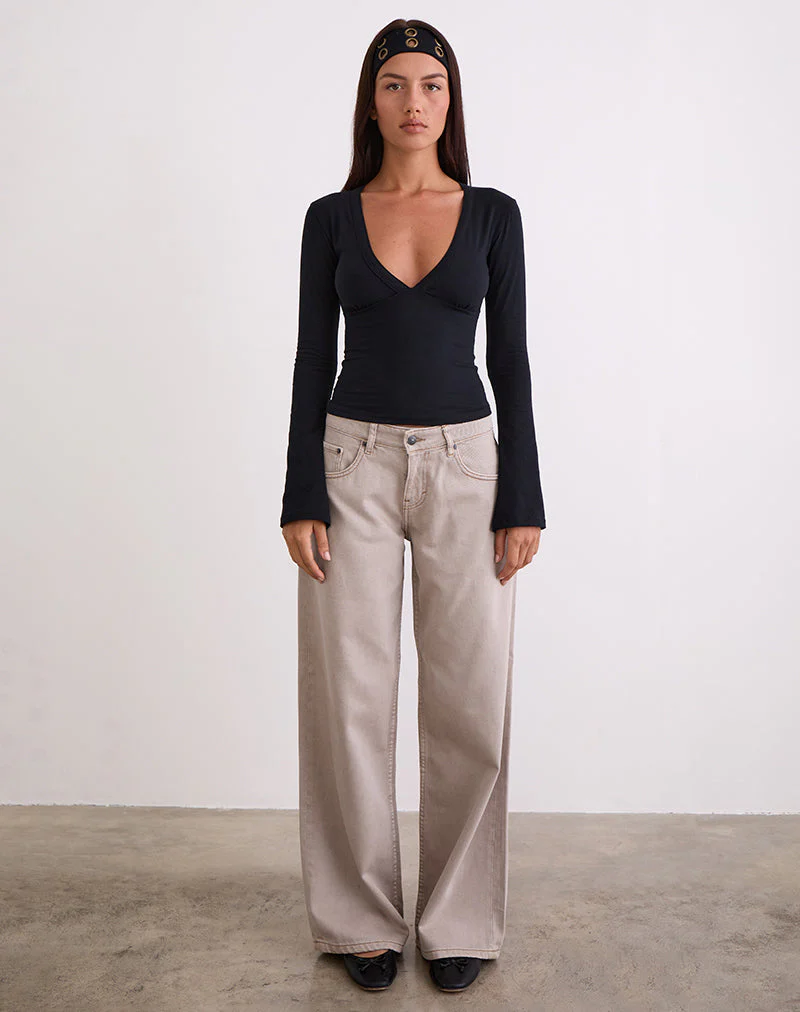 Geräumige Low Rise Jeans in Pebble - Image 5