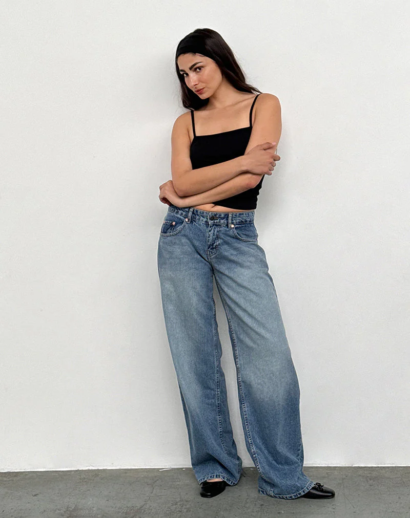 Geräumige extra weite Low Rise Jeans in Powder Blue - Image 3