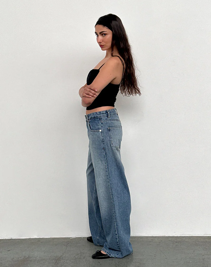 Geräumige extra weite Low Rise Jeans in Powder Blue - Image 4