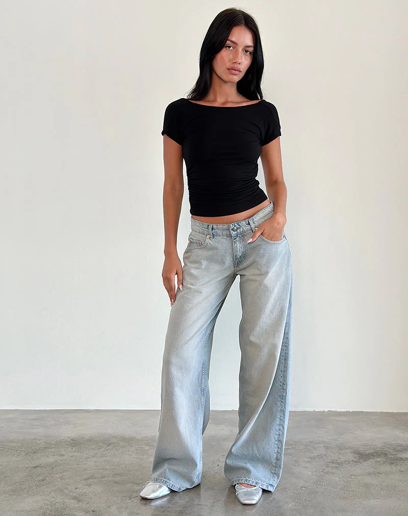 Geräumige extra weite Low Rise Jeans in Sand Bleach Extreme - Image 2
