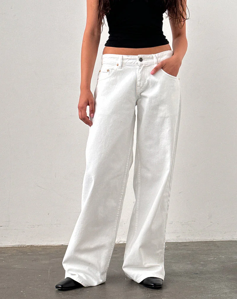 Geräumige Low Rise Jeans in True White - Image 4
