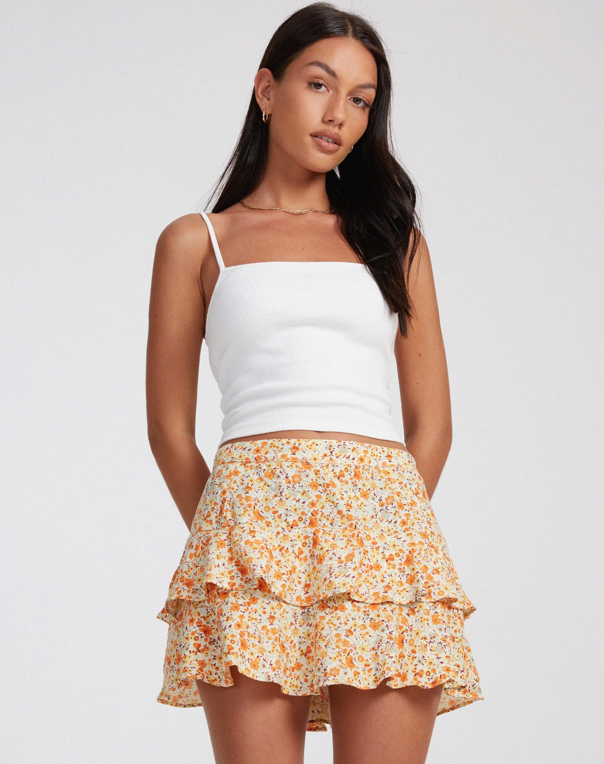 Lowisa Minirock in Ditsy Tangerine - Image 3