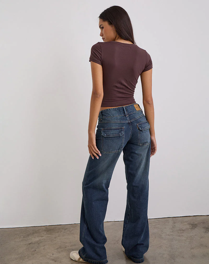Entspannte Cargo-Jeans mit niedrigem Hüftumfang in Mittelblau - Image 6