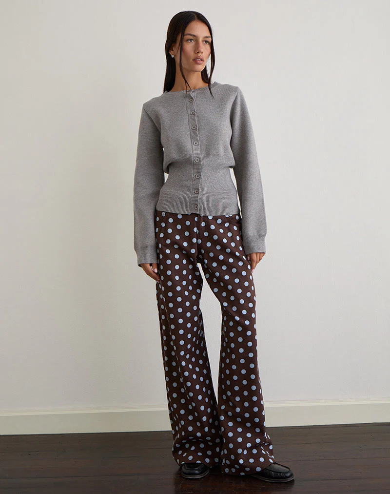 Niedrig geschnittene, weit geschnittene Hose in Mono Polka Brown - Image 4