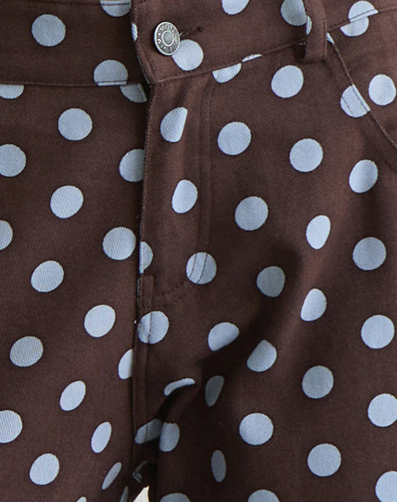 Niedrig geschnittene, weit geschnittene Hose in Mono Polka Brown - Image 5