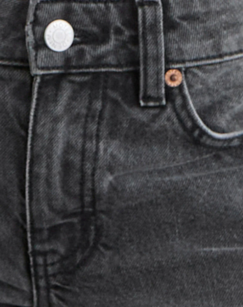 Low Rise Slouchy Flare Jeans in Washed Black Grey - Image 7