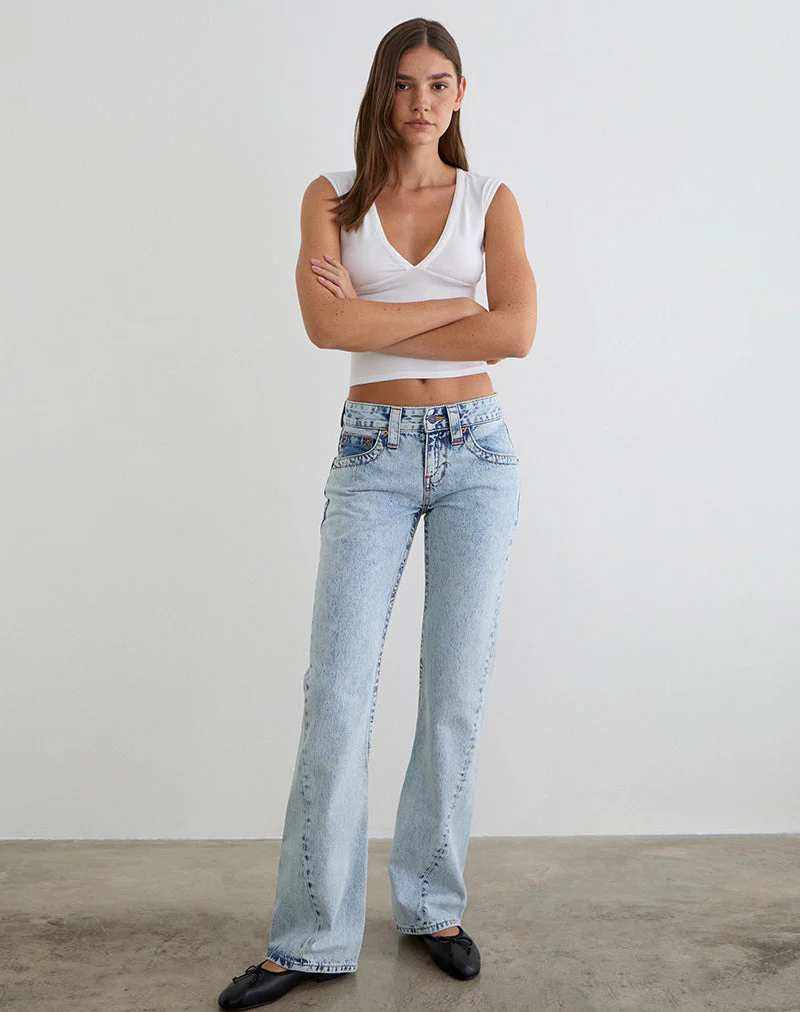 Low Rise Twisted Seam Jeans in 80's Blue Wash