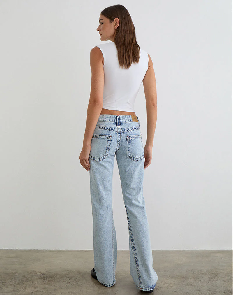 Low Rise Twisted Seam Jeans in 80's Blue Wash - Image 7