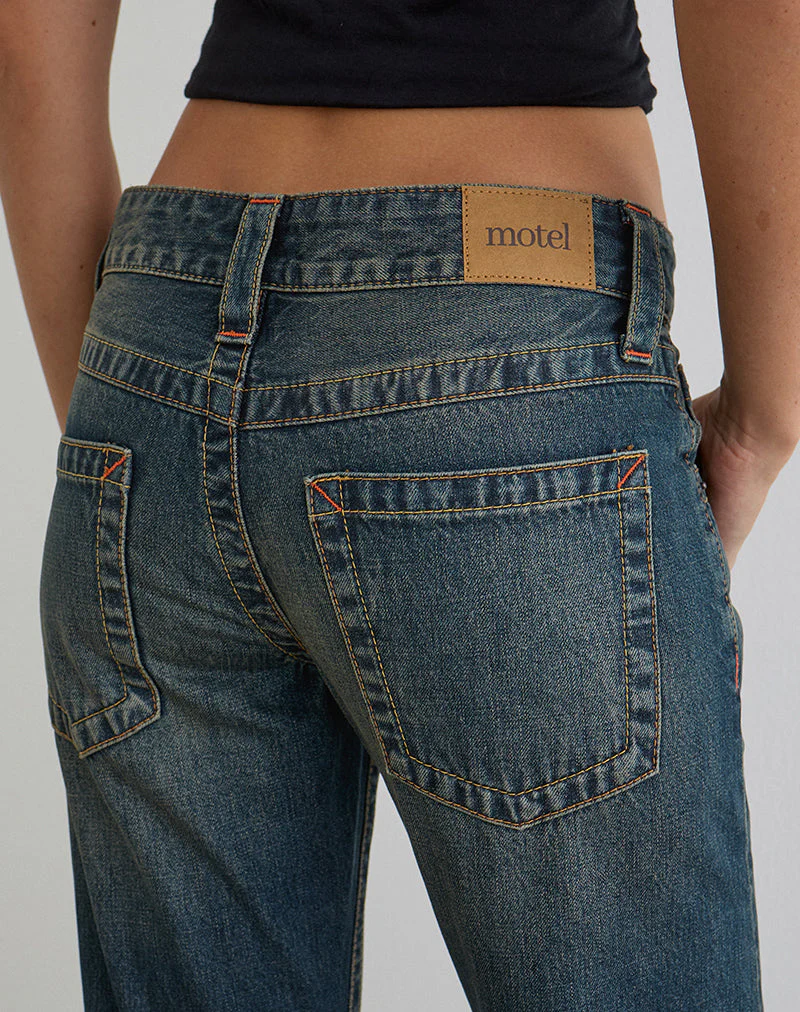 Low Rise Twisted Seam Jeans in Dirty Green - Image 3