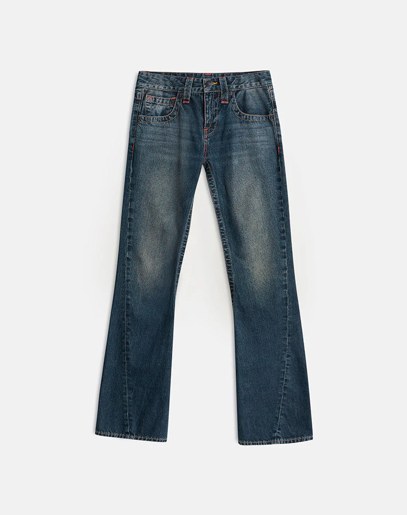 Low Rise Twisted Seam Jeans in Dirty Green - Image 4
