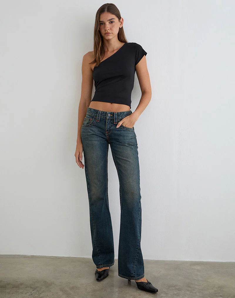 Low Rise Twisted Seam Jeans in Dirty Green - Image 5
