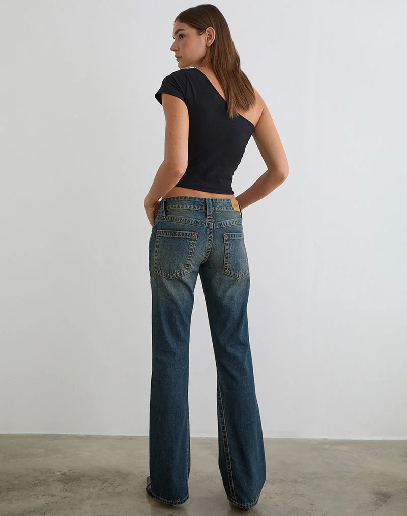 Low Rise Twisted Seam Jeans in Dirty Green - Image 6