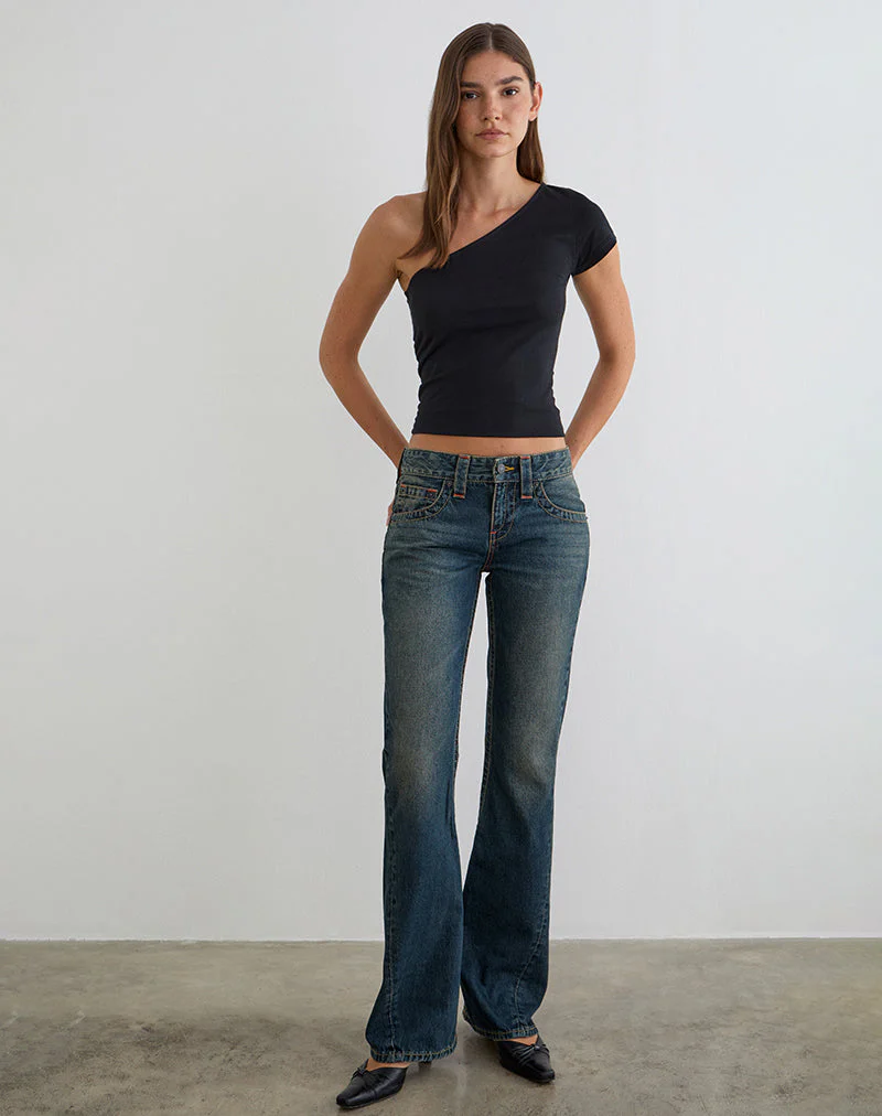 Low Rise Twisted Seam Jeans in Dirty Green - Image 7