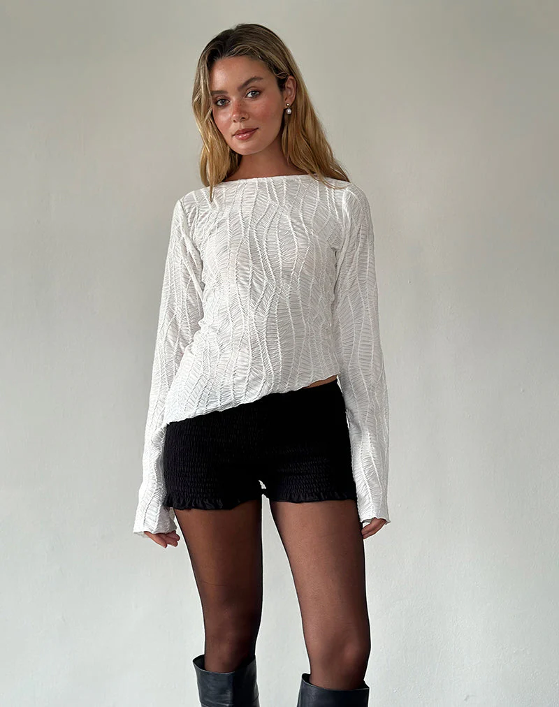 Lucca Ripple Top Jacquard Weiß