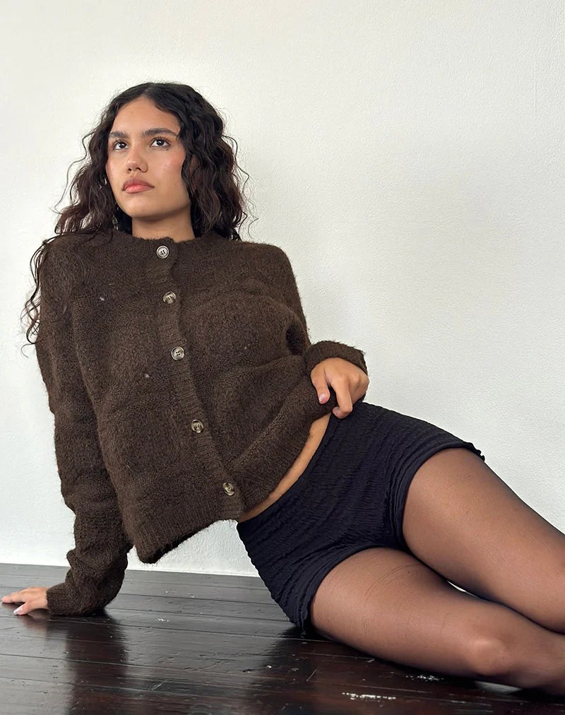 Luciana Strickjacke aus strukturiertem Strick in Dunkelbraun - Image 5