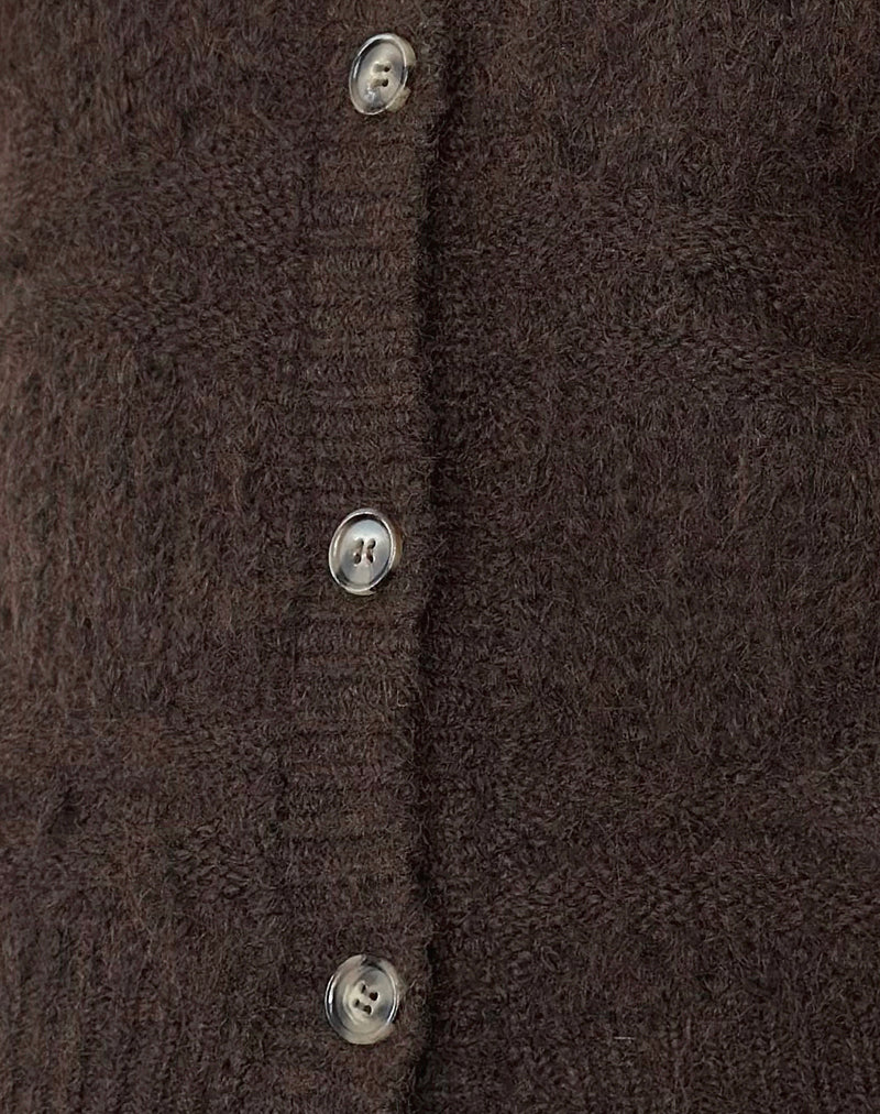 Luciana Strickjacke aus strukturiertem Strick in Dunkelbraun - Image 6