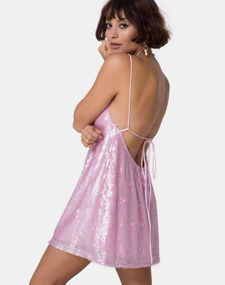 Luciette Kleid in Tint Pailletten Rosa - Image 2