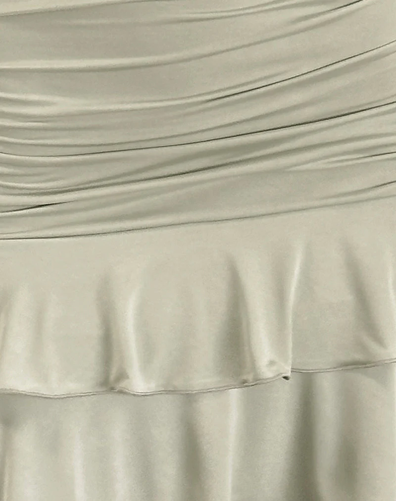 Luella Ruffle Mini Dress in Slinky Sage - Image 8
