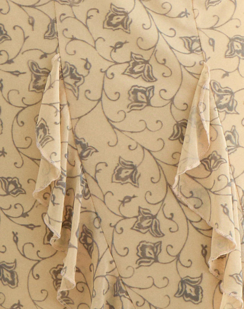 Luisa Midi Skirt in Winding Ivy Pale Yellow - Image 6