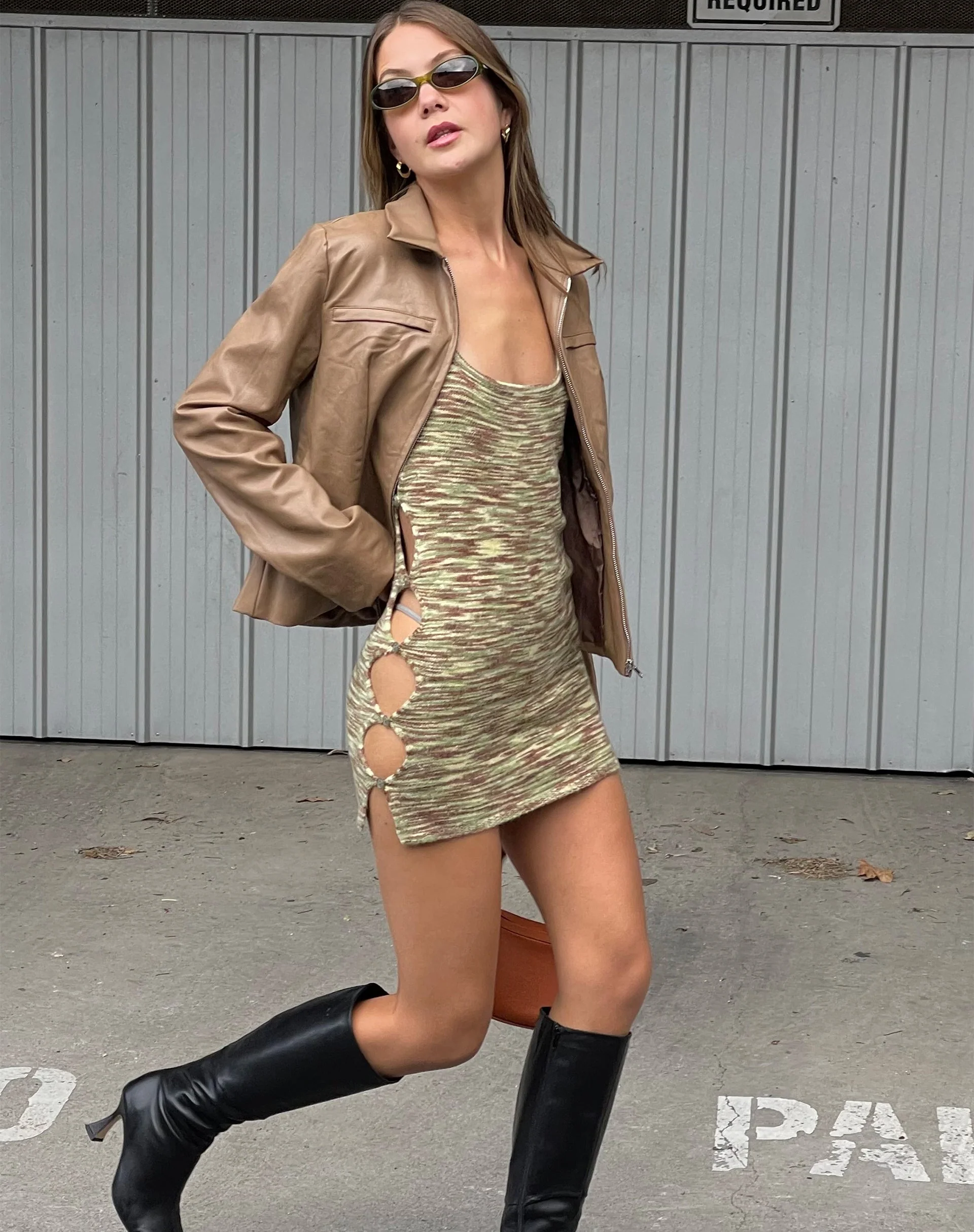 Lukita Minikleid in Mix Space Dye Khaki