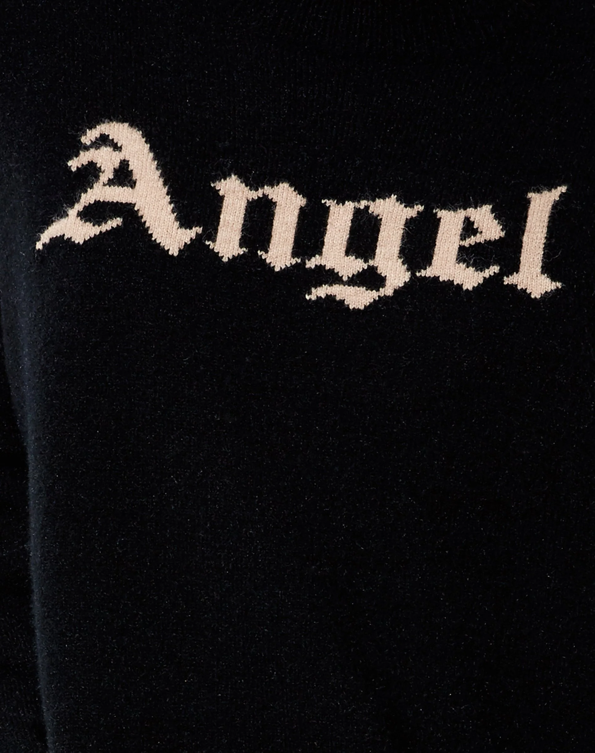 Lulees Pullover aus schwarzem Strick mit 'Angel' in Creme - Image 5