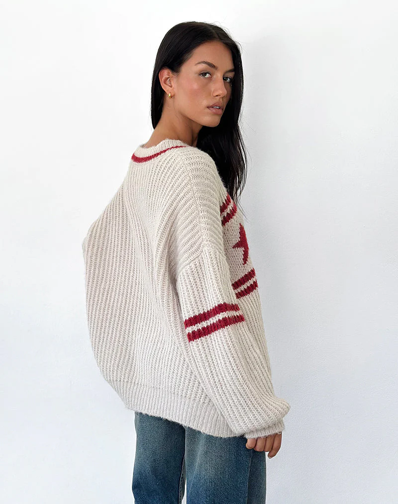 Lulees Oversized-Pullover in Hafer mit Sternstreifen - Image 3
