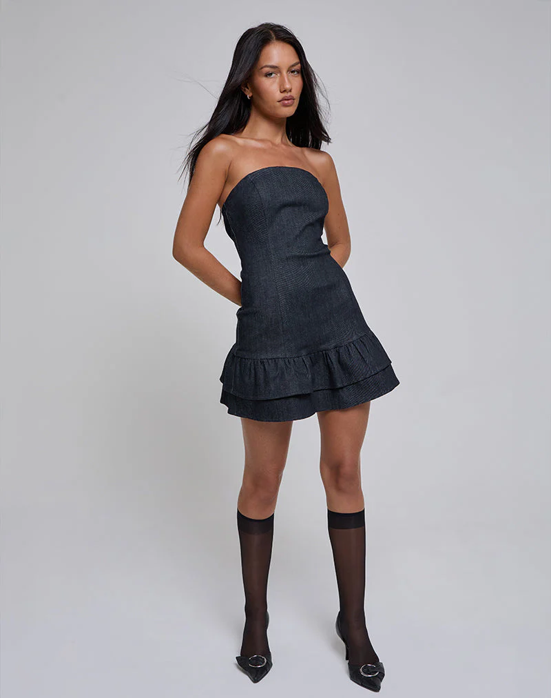 Luminis Minikleid aus dunklem Denim Indigo - Image 3