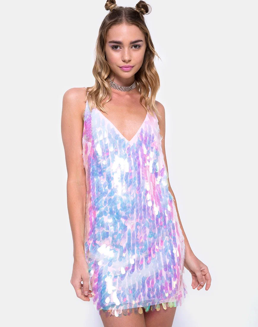 Luna Slip Dress in Opal Einhorn Pailletten Rosa