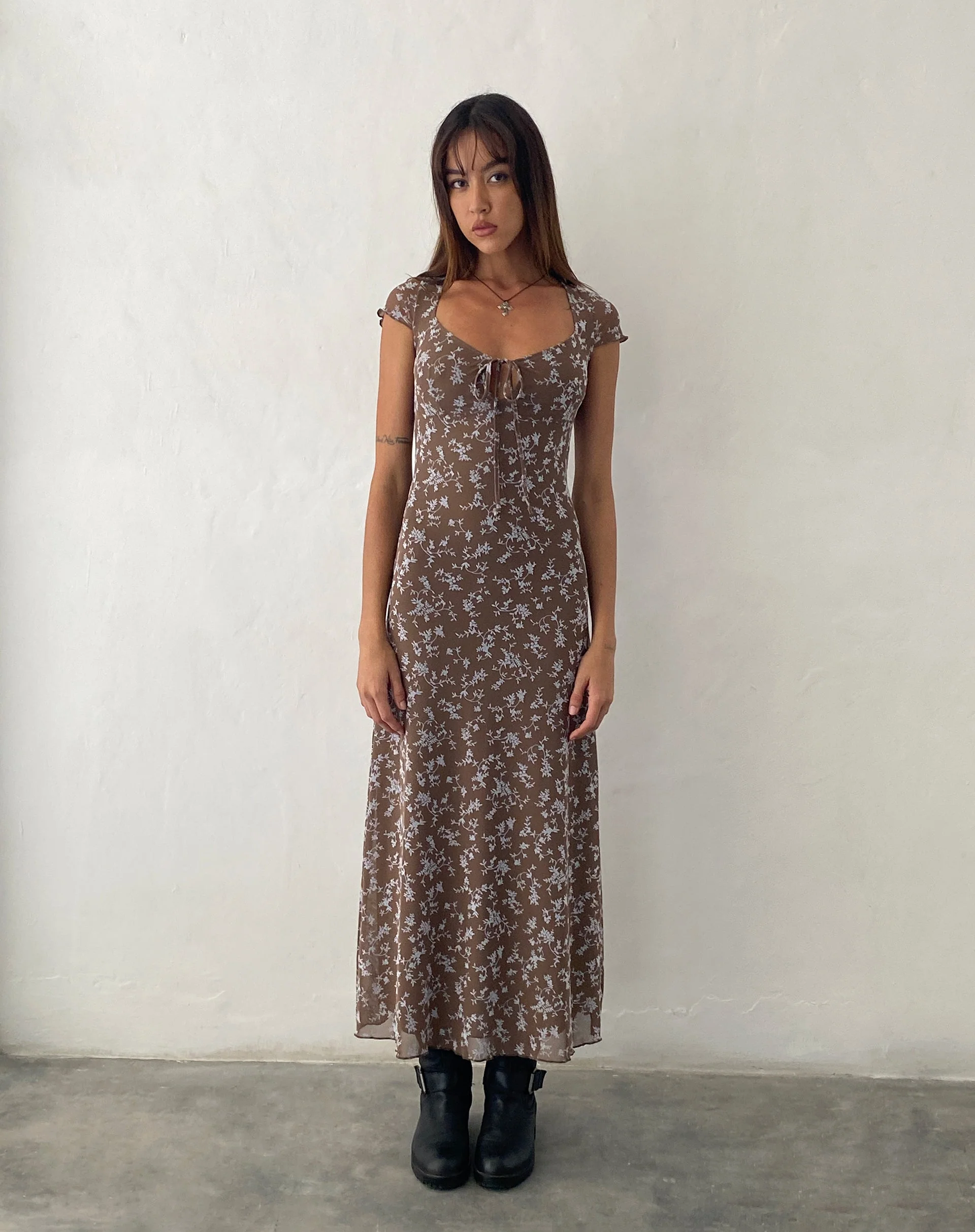 Lunama Midikleid in Botanikerflock Dunkel-Taupe - Image 2