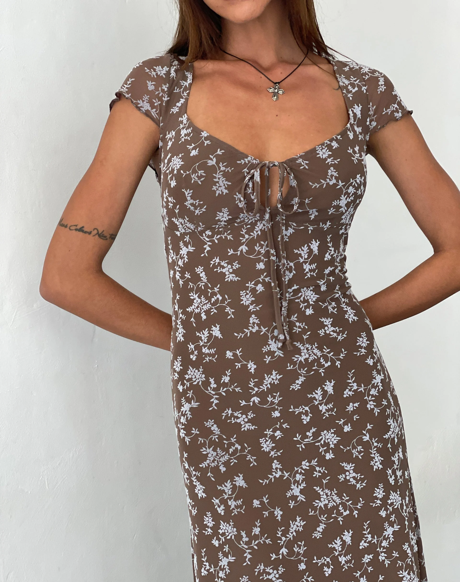 Lunama Midikleid in Botanikerflock Dunkel-Taupe - Image 3